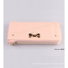 New Yong Lady Bowknot Leather Wallet with Zipper